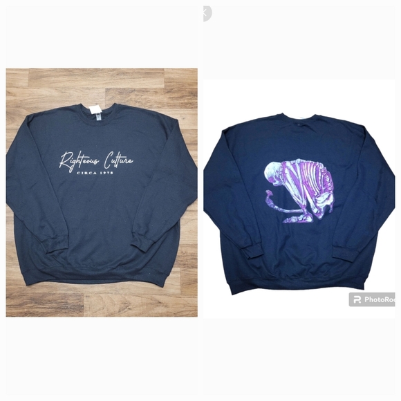 New! Righteous Culture Men's Crewneck Skeleton Sweatshirt Sz M - Picture 1 of 6